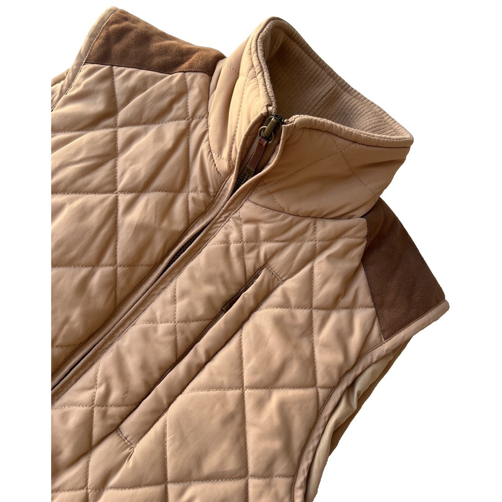 Lauren Ralph Lauren Vest Women XS Tan Full Zip Pocket Lightweight Quilt Layering